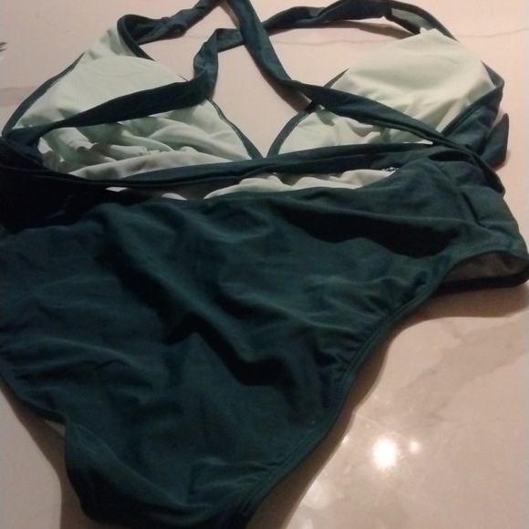 Wrap around Sash Tie One Piece‎ Swimsuit green Sz XL - Picture 4 of 5